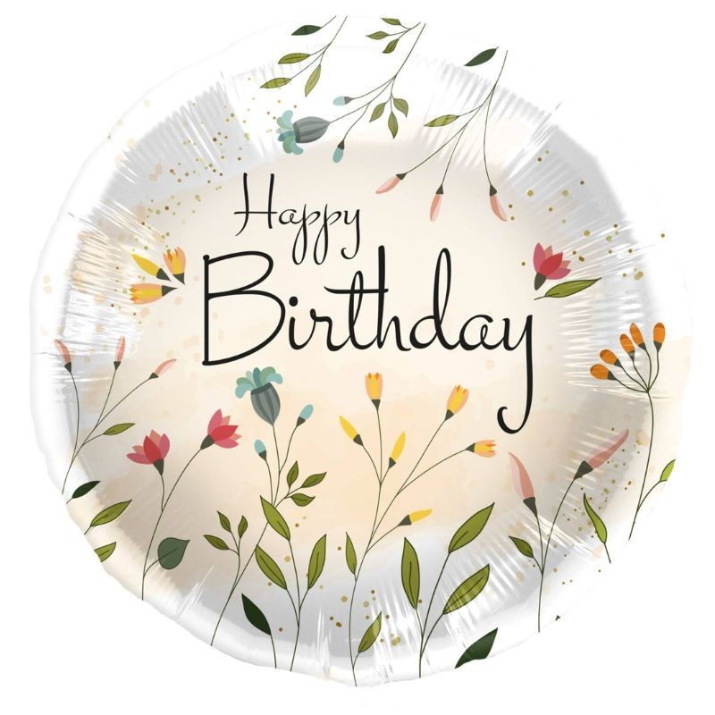Ballon Happy Birthday Blumenwiese