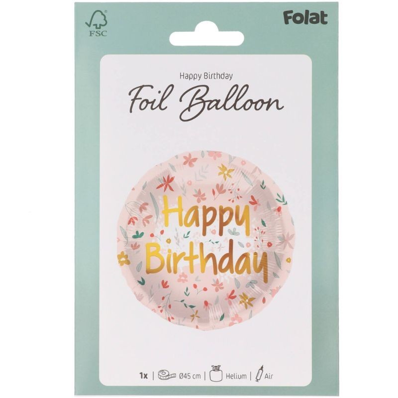 Ballon Happy Birthday Blumen