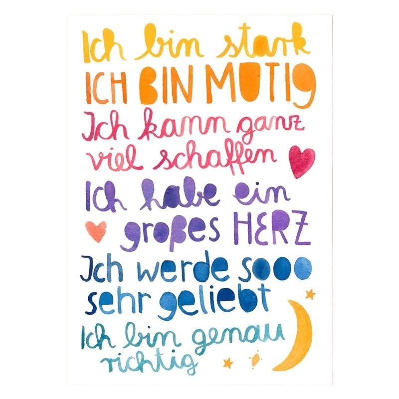 Postkarte Affirmationen Text bunt