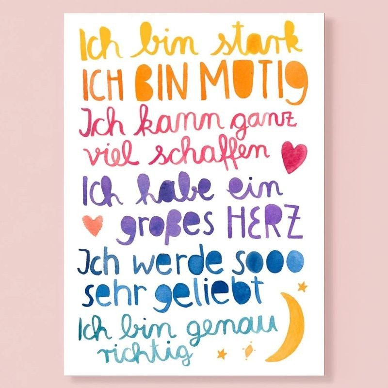 Postkarte Affirmationen Text bunt