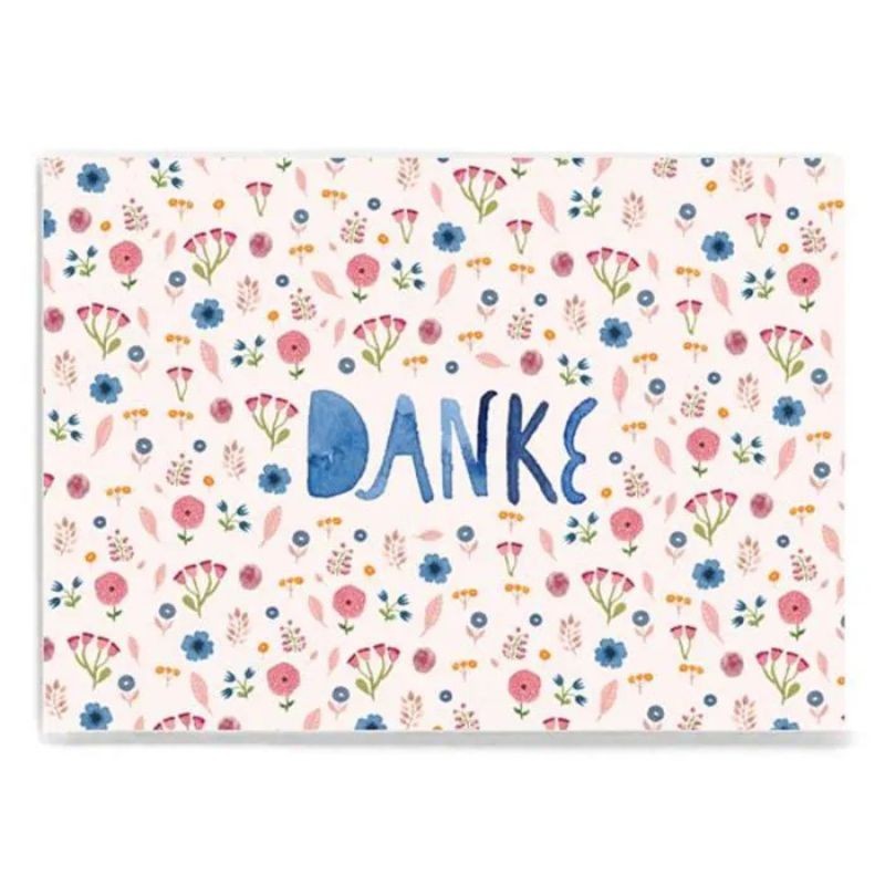 Postkarte Danke mit Blumen