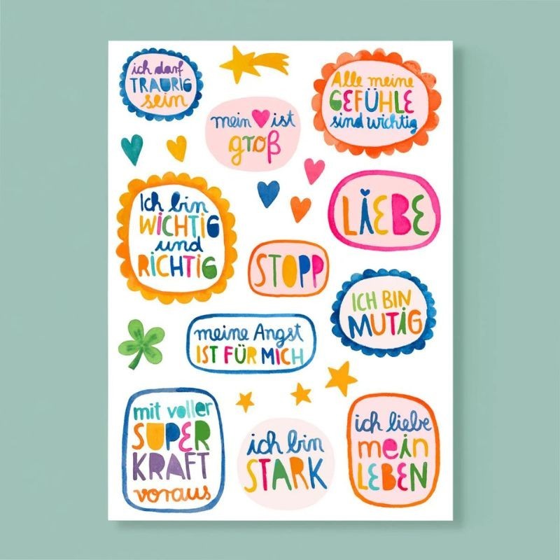 Postkarte Affirmationen bunt