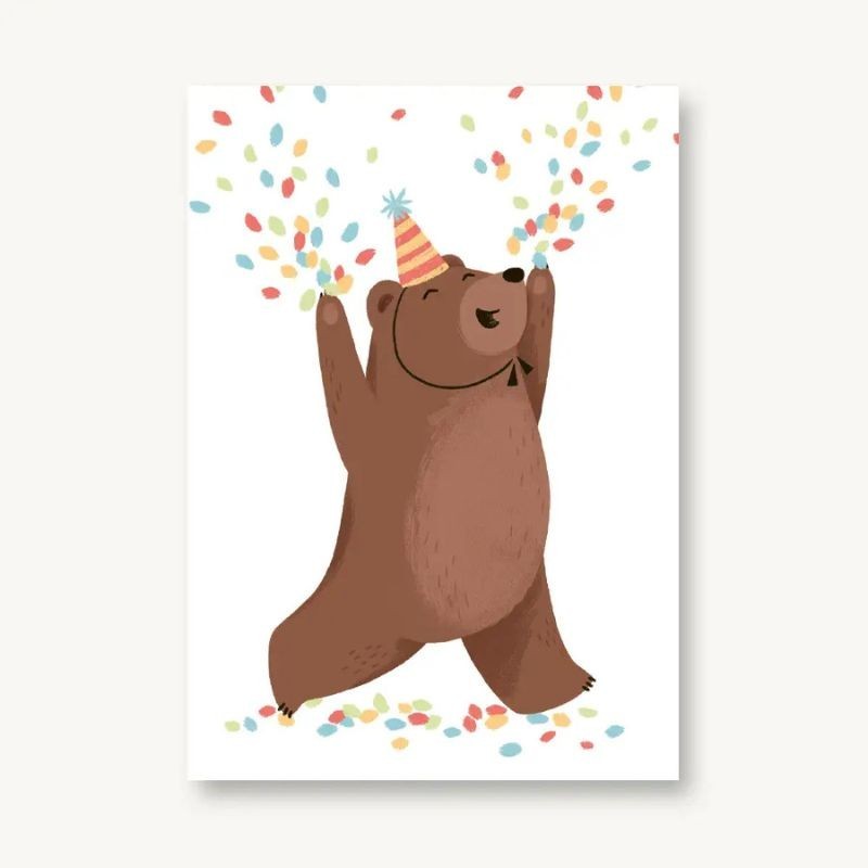 Geburtstagskarte Bär Konfetti