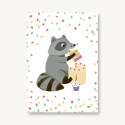 Geburtstagskarte Waschbär Konfetti