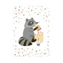 Geburtstagskarte Waschbär Konfetti