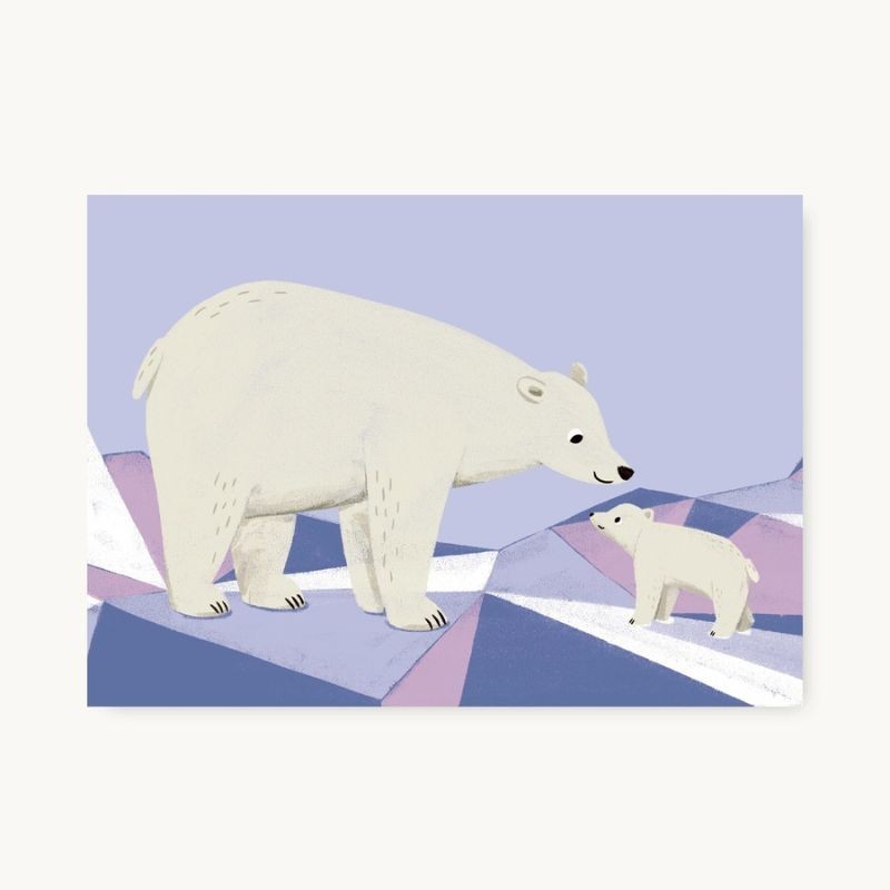 Postkarte Eisbär und kleiner Eisbär
