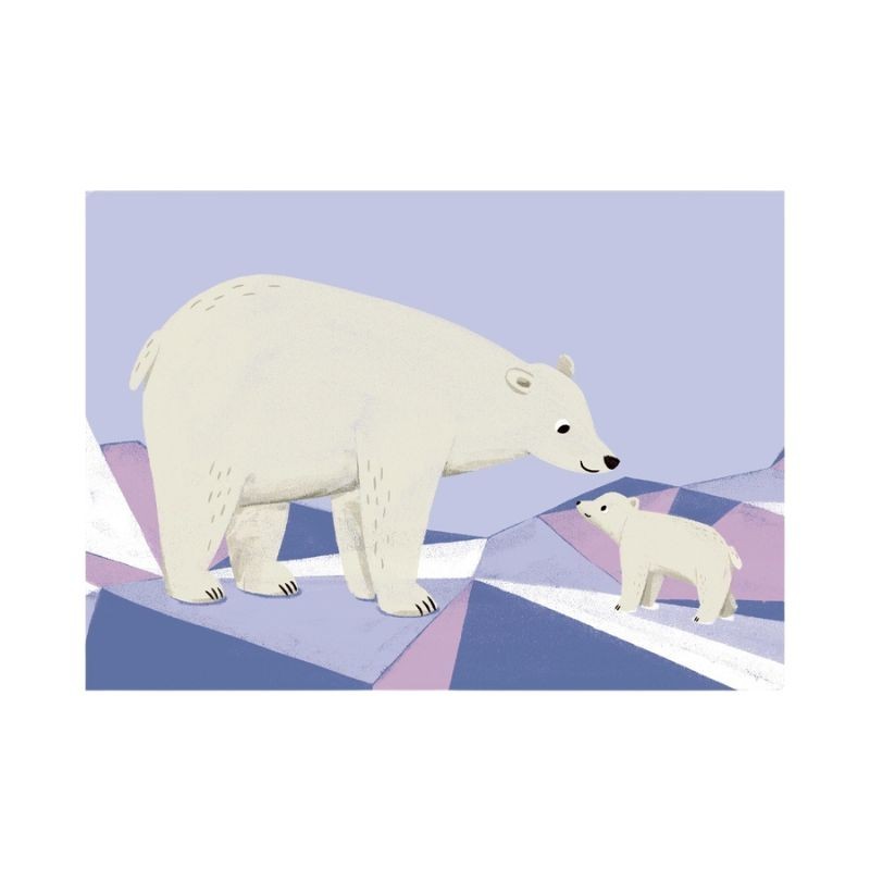 Postkarte Eisbär und kleiner Eisbär