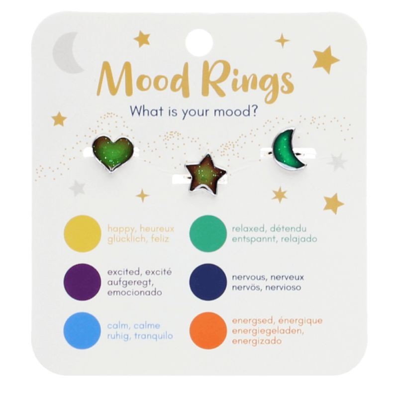 Stimmungsring Set Herz, Stern und Mond