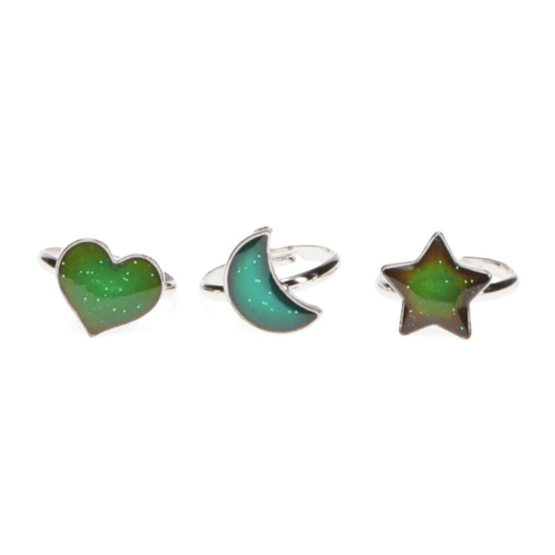 Stimmungsring Set Herz, Stern und Mond