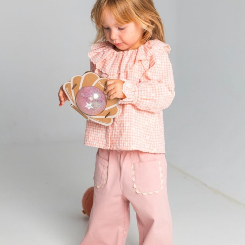 Ball Muschel Glitzer rosa 10 cm