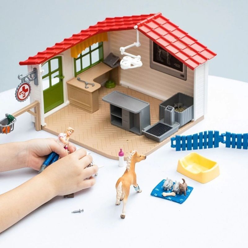 Schleich Bauernhof Tierarzt-Praxis mit Haustieren