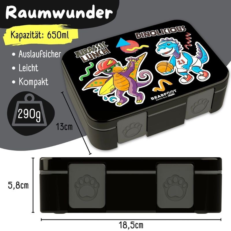 Znünibox Bearfoot Compact Dinosaurier schwarz