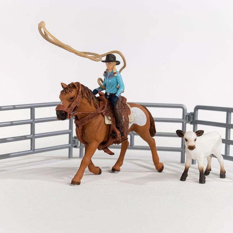 Schleich Pferd Team Roping mit Cowgirl