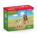 Schleich Pferd Team Roping mit Cowgirl