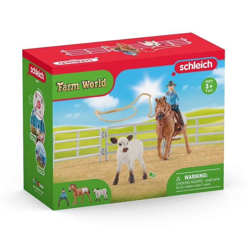 Schleich Pferd Team Roping mit Cowgirl