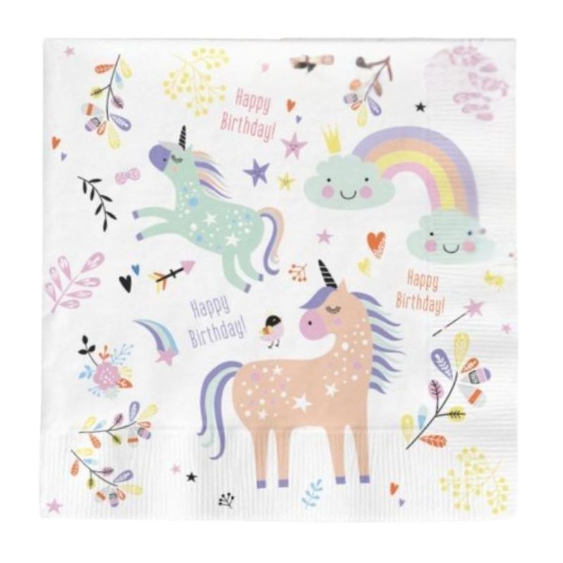 Servietten Einhörner & Regenbogen