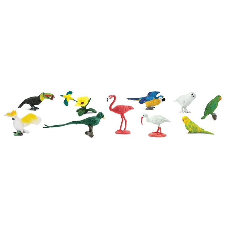 Exotische Vögel - Set mit 11 kleinen handbemalten Figuren