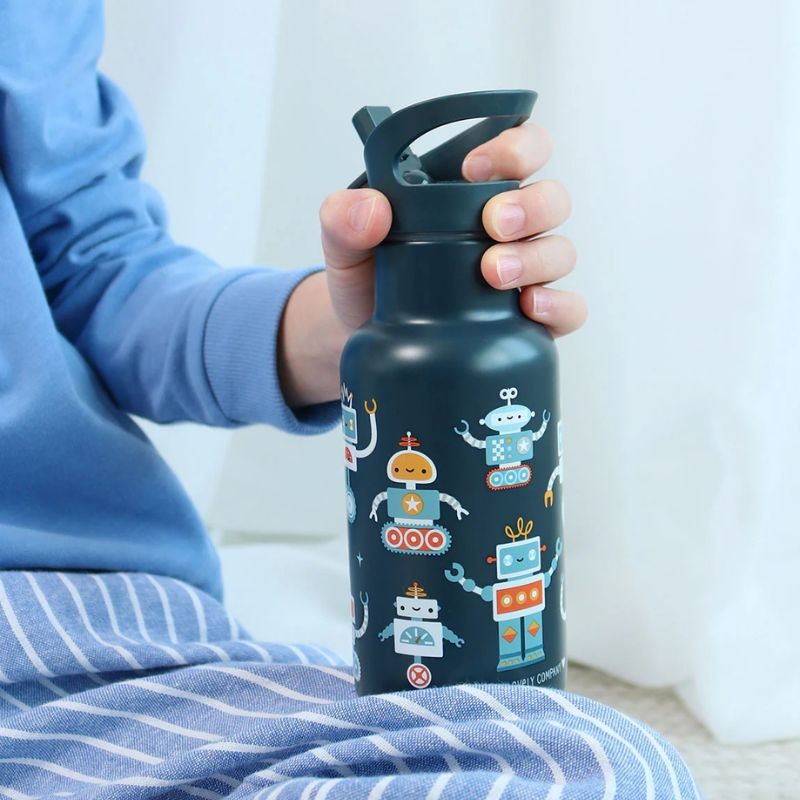 Trinkflasche Edelstahl Roboter