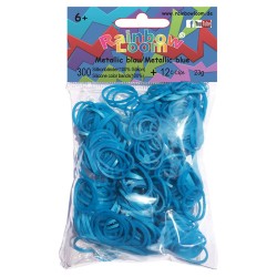 Rainbow Loom® Silikonbänder metallic blau