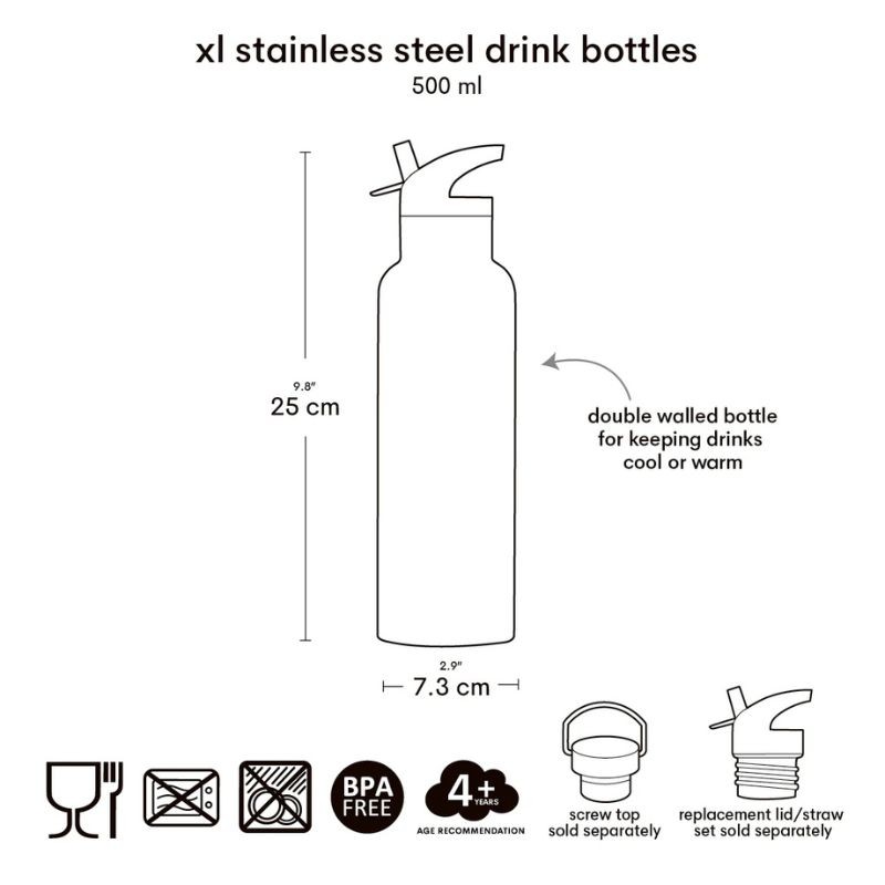 Trinkflasche Edelstahl Herzen 500ml