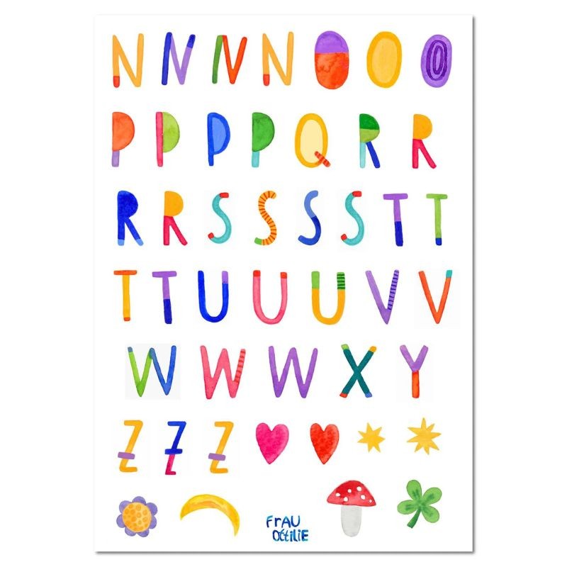 Wasserfeste Sticker ABC bunt