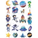 Kindertattoo Set Weltraum