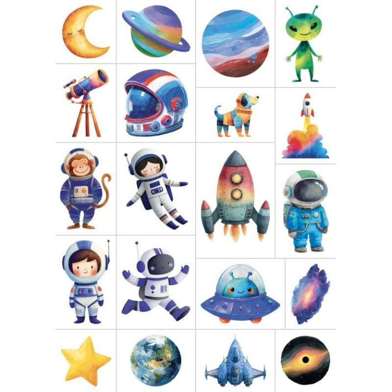 Kindertattoo Set Weltraum