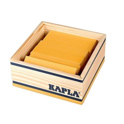 Kapla Baukasten mit 40 gelben Holzplättchen