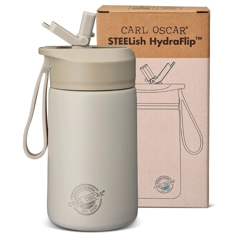 Trinkflasche Edelstahl STEELish HydraFlip greige