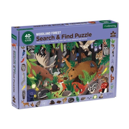 Suche & Finde Waldtiere Puzzle mit 64 Teilen