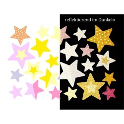 Wasserfeste reflektierende Sticker Sterne in pink und gelb von Jabalou