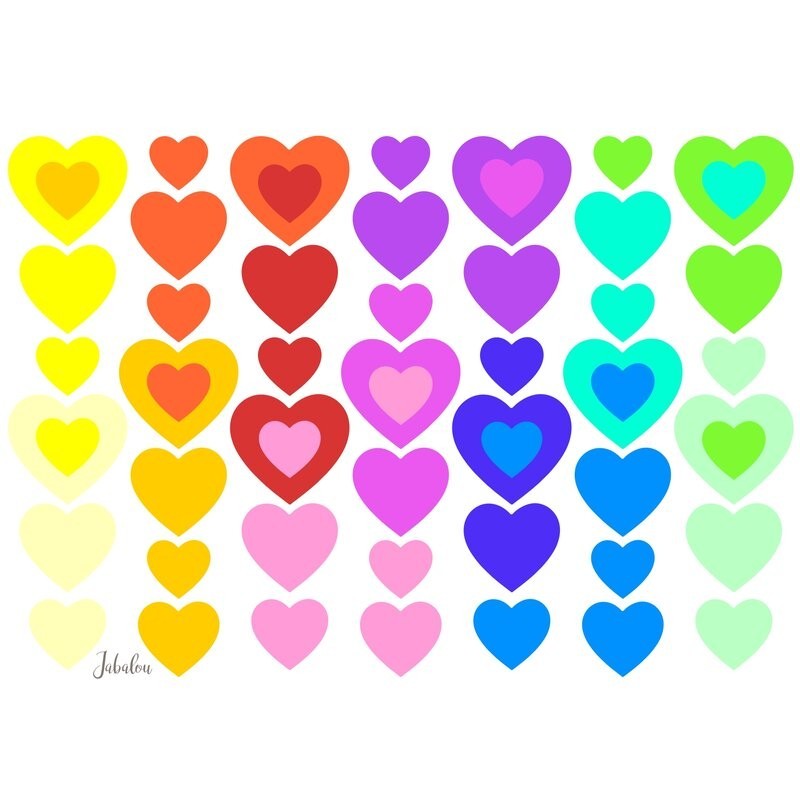 Wasserfeste Sticker Herzen Regenbogen von Jabalou