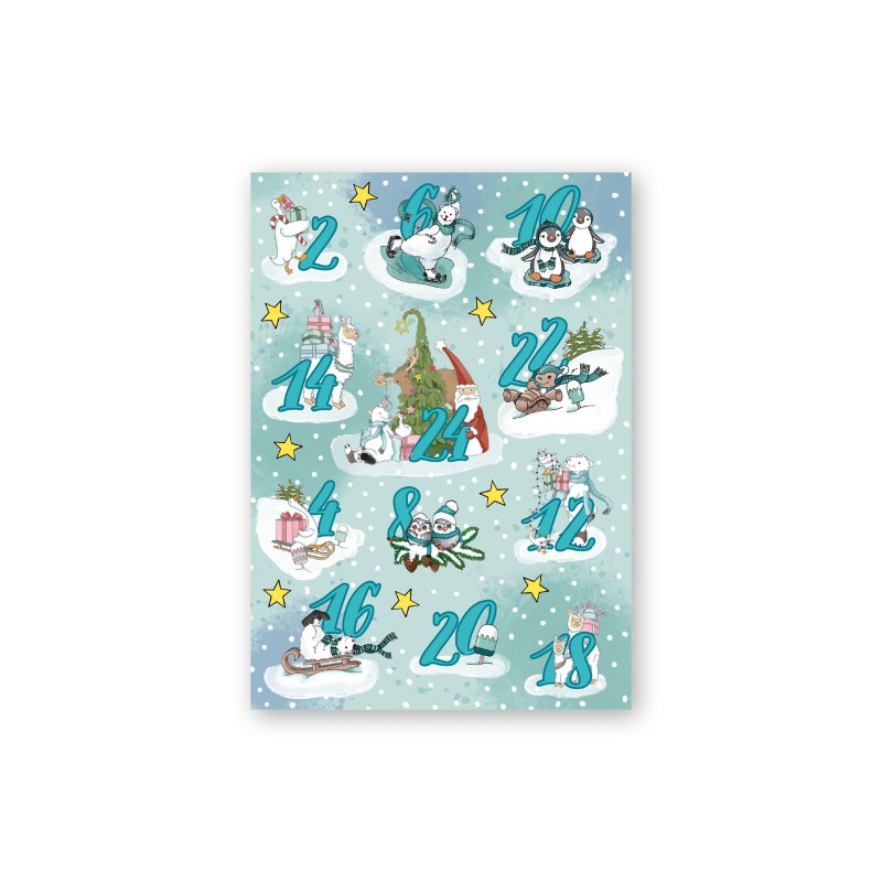 Adventskalender Sticker Winterzauber mit Zahlen und Sternen
