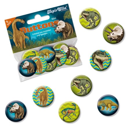 Mini-Button Set Dinosaurier mit 8 Buttons