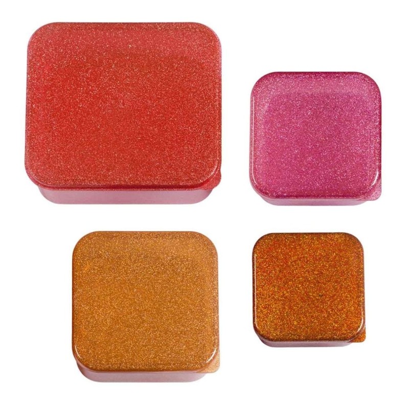 Znüni- und Lunchbox Set Glitzer Pink von A Little Lovely Company