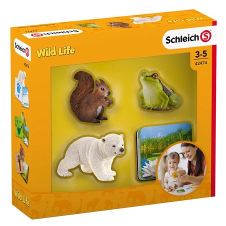 Schleich Wild Life Set mit 3 Schleich Tieren und Lernkarten