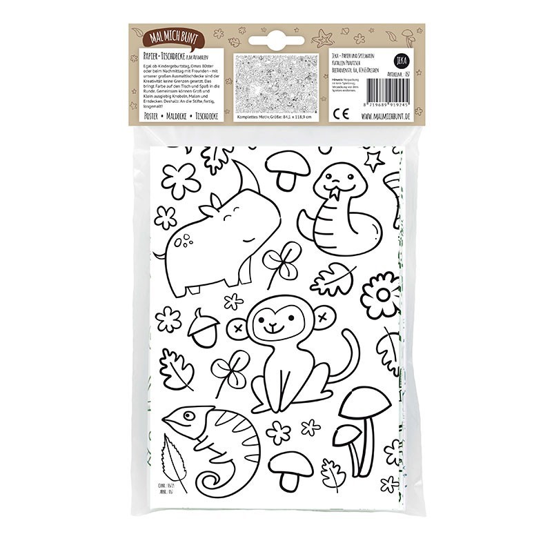 Ausmal Tischdecke aus Papier Zoo & Natur
