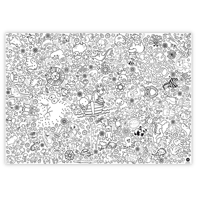 Ausmal Tischdecke aus Papier Zoo & Natur