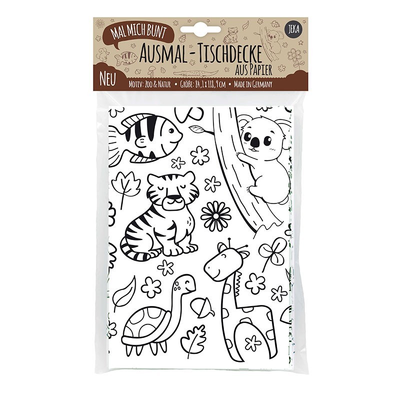 Ausmal Tischdecke aus Papier Zoo & Natur