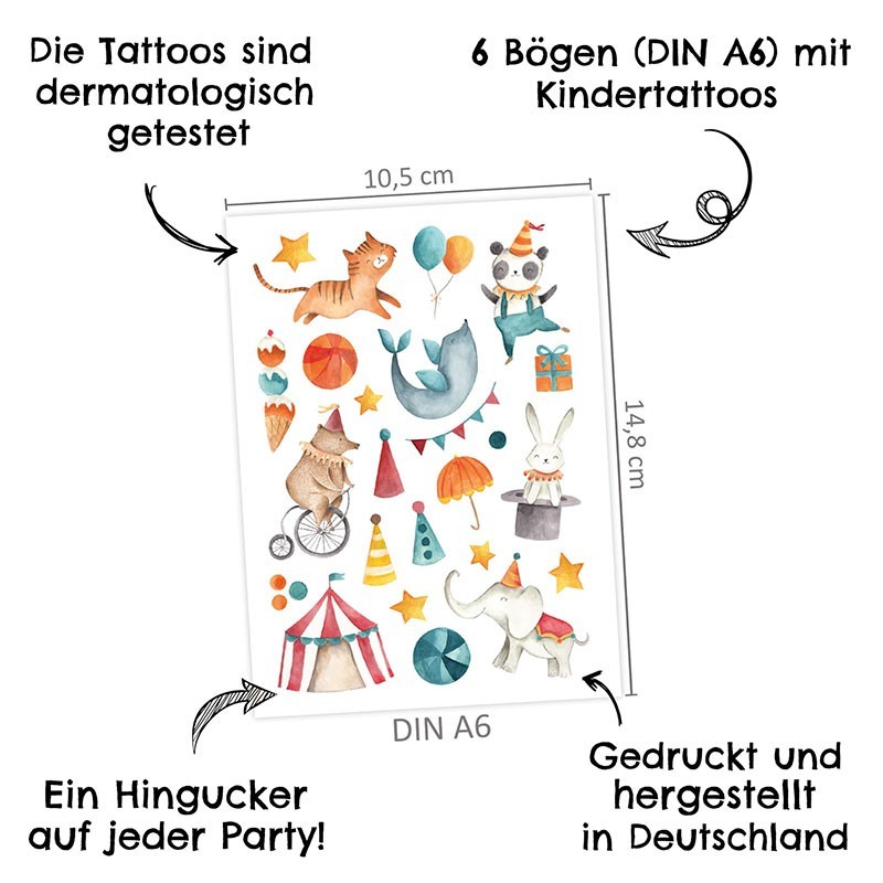 Kindertattoos Bunter Mix mit 100 Tattoos