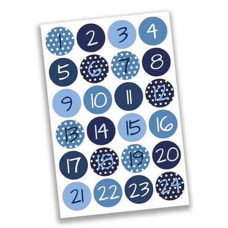 Adventskalender Zahlen Sticker in blau