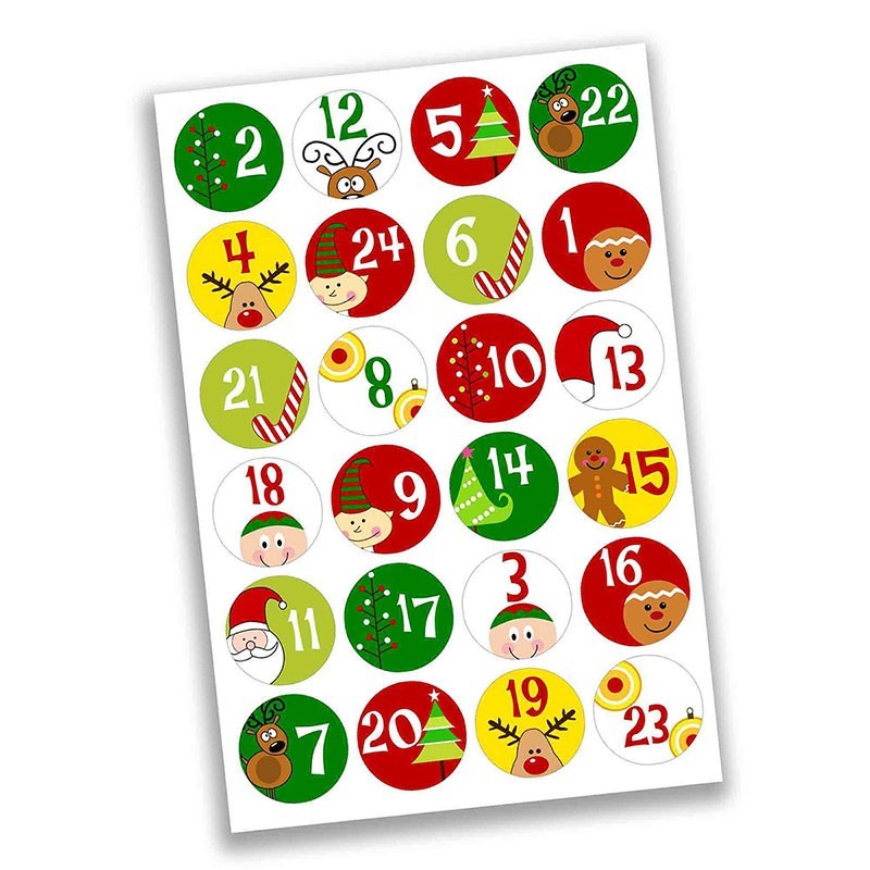 Adventskalender Zahlen Sticker Elf & Rentier