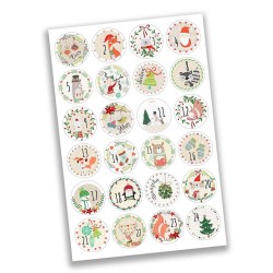 Adventskalender Zahlen Sticker Weihnachtstiere rund