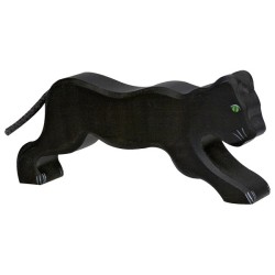 Holztiger Holzfigur Panther schwarz